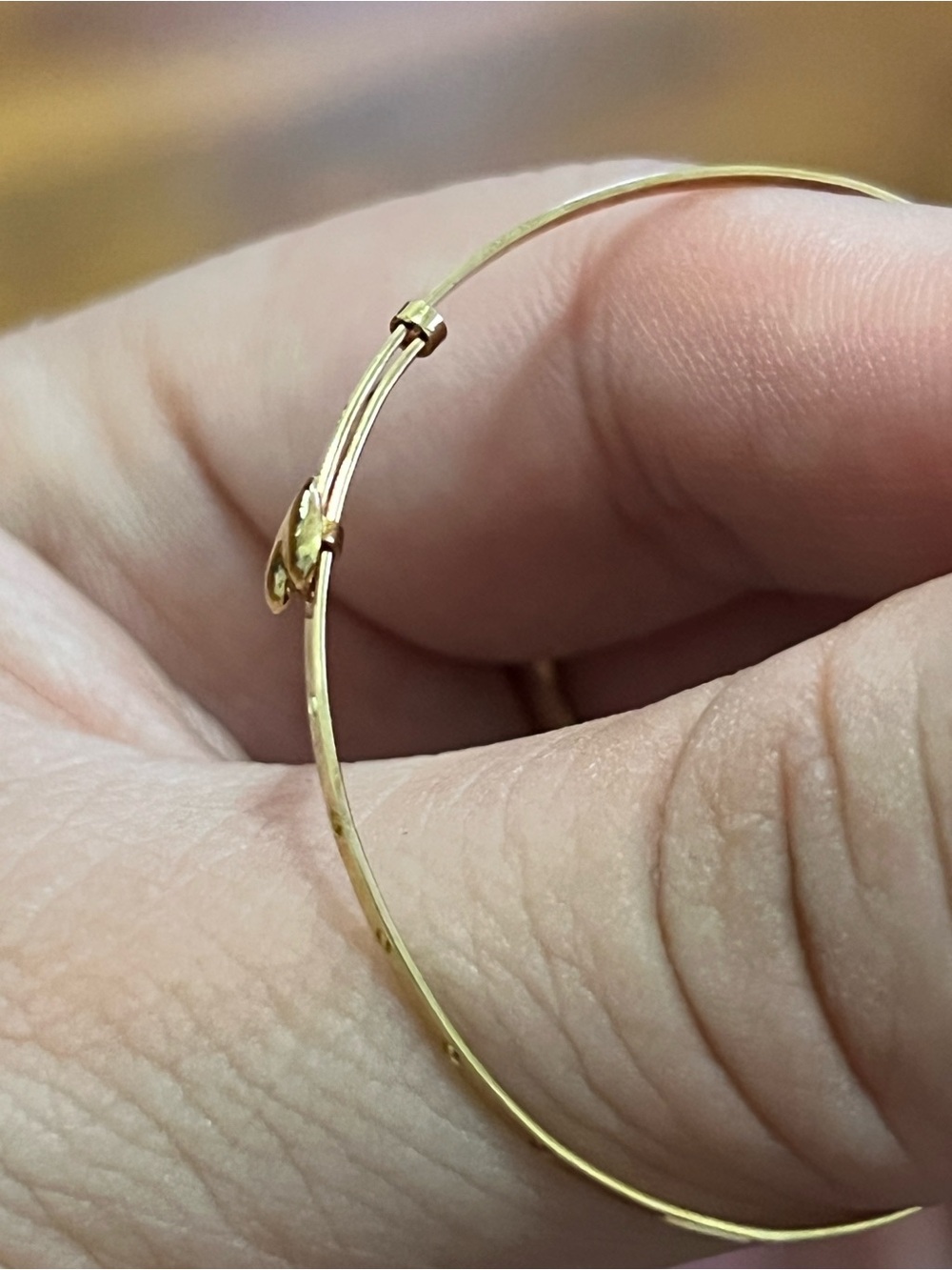14k Gold Heart Bangle Baby Bracelet - Picture 3 of 5